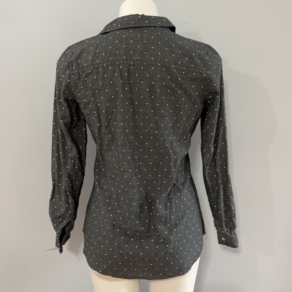 Old Navy Button Down Shirt Gray Polka Dot - Picture 5 of 9